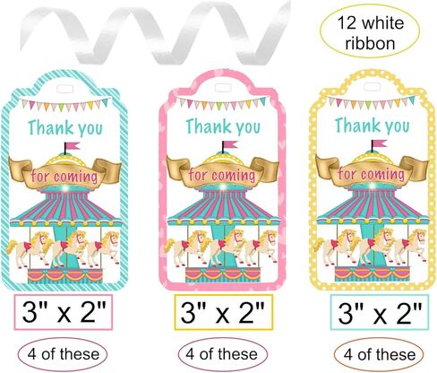 12 بطاقة شكر دائرية - ديكور لعيد الميلاد وحفلة استقبال الطفل - ملصقات مفضلة دوارة - مثالية لاحتفالات الكرنفال والمناسبات وحفلات السيرك - لوازم الحفلات الدوارة الساحرة in Kuwait