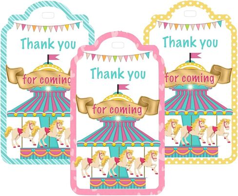 12 بطاقة شكر دائرية - ديكور لعيد الميلاد وحفلة استقبال الطفل - ملصقات مفضلة دوارة - مثالية لاحتفالات الكرنفال والمناسبات وحفلات السيرك - لوازم الحفلات الدوارة الساحرة in Kuwait