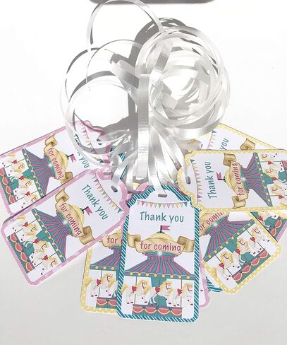 12 بطاقة شكر دائرية - ديكور لعيد الميلاد وحفلة استقبال الطفل - ملصقات مفضلة دوارة - مثالية لاحتفالات الكرنفال والمناسبات وحفلات السيرك - لوازم الحفلات الدوارة الساحرة in Kuwait