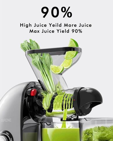 SiFENE Slow Masticating Cold Press Juicer Machines for Fruit & Vegetable, Juice Yield Maker Extractor with Dual Mouth, Quiet Motor & Anti-Clog System, Easy to Clean, Non-BPA (Gray) in Saudi Arabia
