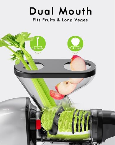 SiFENE Slow Masticating Cold Press Juicer Machines for Fruit & Vegetable, Juice Yield Maker Extractor with Dual Mouth, Quiet Motor & Anti-Clog System, Easy to Clean, Non-BPA (Gray) in Saudi Arabia