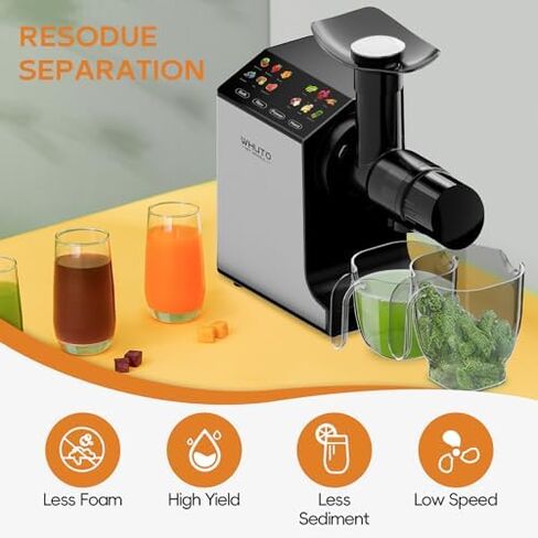 Masticating Juicer Machines, Touch Screen Juice Maker, Juice Extractor Machine for Vegetable & Fruit, Electric Juicer with 2 Speed Modes & Quiet Motor, Easy to Clean with Brush, Black in Saudi Arabia