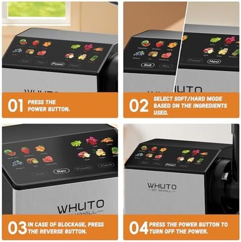 Masticating Juicer Machines, Touch Screen Juice Maker, Juice Extractor Machine for Vegetable & Fruit, Electric Juicer with 2 Speed Modes & Quiet Motor, Easy to Clean with Brush, Black in Saudi Arabia