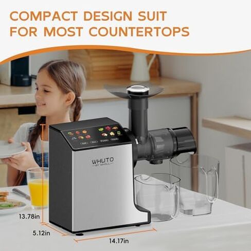 Masticating Juicer Machines, Touch Screen Juice Maker, Juice Extractor Machine for Vegetable & Fruit, Electric Juicer with 2 Speed Modes & Quiet Motor, Easy to Clean with Brush, Black in Saudi Arabia