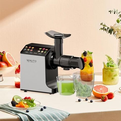Masticating Juicer Machines, Touch Screen Juice Maker, Juice Extractor Machine for Vegetable & Fruit, Electric Juicer with 2 Speed Modes & Quiet Motor, Easy to Clean with Brush, Black in Saudi Arabia