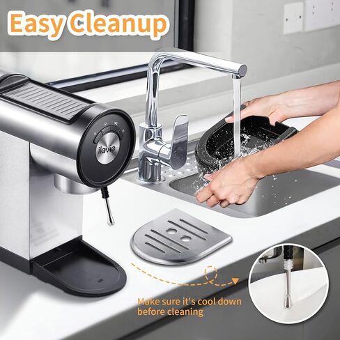 ماكينة اسبريسو مع جهاز بخار، ماكينة قهوة اسبريسو 20 بار مع خزان قابل للإزالة سعة 30 أونصة للكابتشينو واللاتيه وماكينة صنع الاسبريسو المدمجة للمكتب المنزلي، 1250 وات in Kuwait