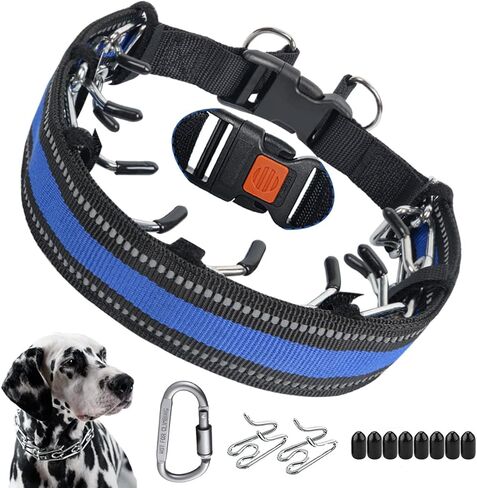 طوق للكلاب بدون سحب، طوق مسنن للكلاب الصغيرة والمتوسطة والكبيرة، طوق قرصة للكلاب مع إبزيم سريع التحرير، غطاء طوق مسنن، وصلات إضافية، مشبك أمان، أطراف مطاطية in Kuwait