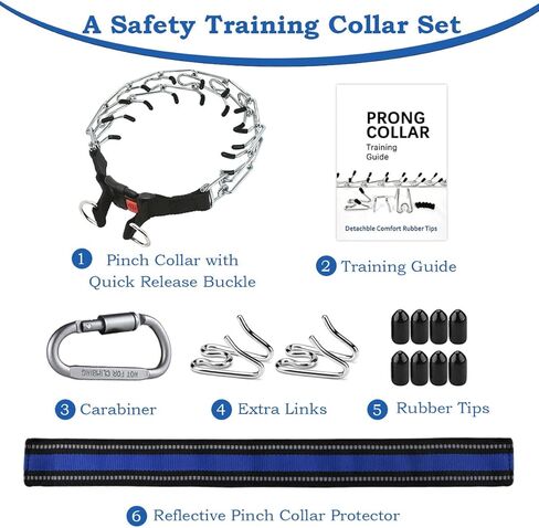 طوق للكلاب بدون سحب، طوق مسنن للكلاب الصغيرة والمتوسطة والكبيرة، طوق قرصة للكلاب مع إبزيم سريع التحرير، غطاء طوق مسنن، وصلات إضافية، مشبك أمان، أطراف مطاطية in Kuwait