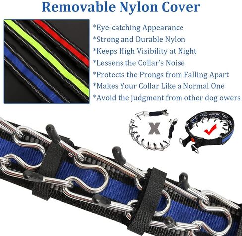 طوق للكلاب بدون سحب، طوق مسنن للكلاب الصغيرة والمتوسطة والكبيرة، طوق قرصة للكلاب مع إبزيم سريع التحرير، غطاء طوق مسنن، وصلات إضافية، مشبك أمان، أطراف مطاطية in Kuwait