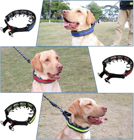 طوق للكلاب بدون سحب، طوق مسنن للكلاب الصغيرة والمتوسطة والكبيرة، طوق قرصة للكلاب مع إبزيم سريع التحرير، غطاء طوق مسنن، وصلات إضافية، مشبك أمان، أطراف مطاطية in Kuwait