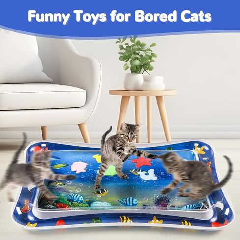 Thickened Water Sensory Play mat for cat, cat Interactive Toys, cat Water mat with Fish, Water Play mat for Cats cat Water Sensory Play mat,cat Cooling mat for Summer (Tropic Fish) in Saudi Arabia
