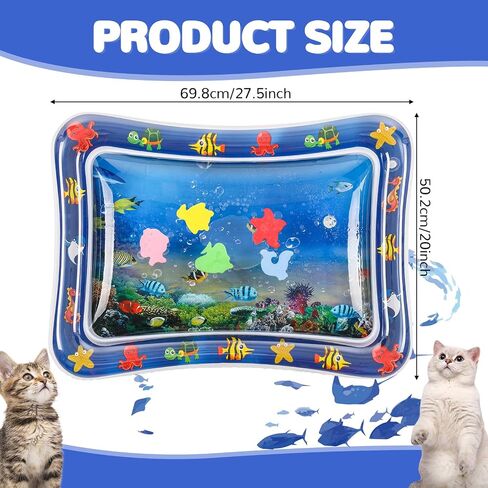 Thickened Water Sensory Play mat for cat, cat Interactive Toys, cat Water mat with Fish, Water Play mat for Cats cat Water Sensory Play mat,cat Cooling mat for Summer (Tropic Fish) in Saudi Arabia