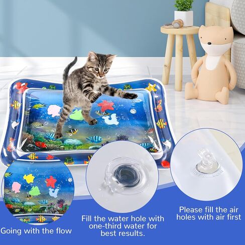 Thickened Water Sensory Play mat for cat, cat Interactive Toys, cat Water mat with Fish, Water Play mat for Cats cat Water Sensory Play mat,cat Cooling mat for Summer (Tropic Fish) in Saudi Arabia