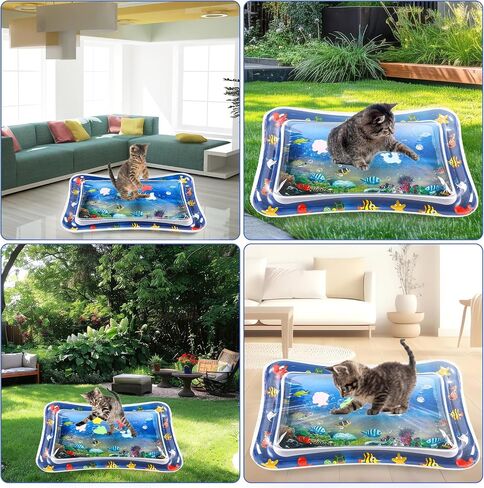 Thickened Water Sensory Play mat for cat, cat Interactive Toys, cat Water mat with Fish, Water Play mat for Cats cat Water Sensory Play mat,cat Cooling mat for Summer (Tropic Fish) in Saudi Arabia