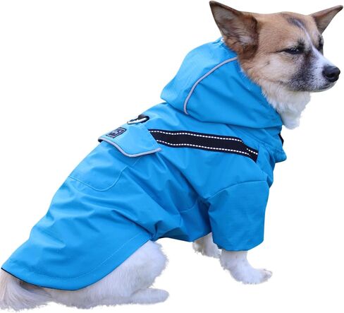 Premium Dog Raincoat with Hood for Small Dogs,Outdoor Sports Waterproof Dog Rain Jacket,Puppy Raincoat with Pockets,Blue S in Kuwait