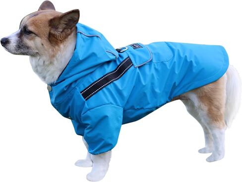 Premium Dog Raincoat with Hood for Small Dogs,Outdoor Sports Waterproof Dog Rain Jacket,Puppy Raincoat with Pockets,Blue S in Kuwait