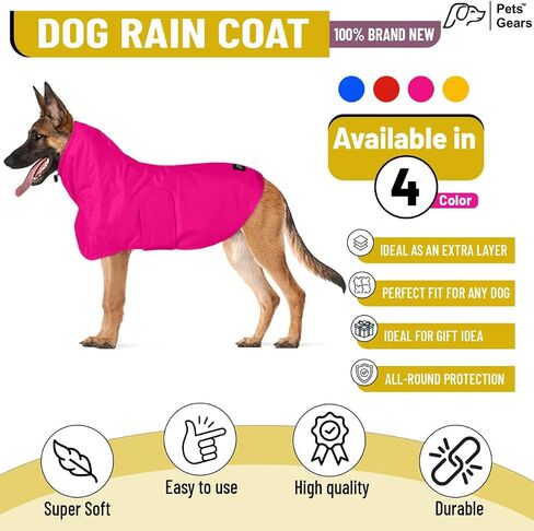 Waterproof Dog Raincoat with Belly Band, Soft Mesh Lining, Leash Hole, Adjustable Neck Elastic, Multi-Colors Rain Jacket for Large, Medium and Small Dogs, Pink- Small in Saudi Arabia