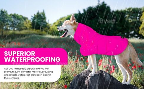 Waterproof Dog Raincoat with Belly Band, Soft Mesh Lining, Leash Hole, Adjustable Neck Elastic, Multi-Colors Rain Jacket for Large, Medium and Small Dogs, Pink- Small in Saudi Arabia