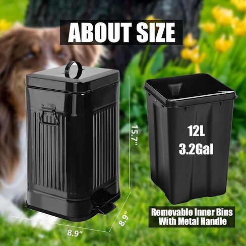 Dog Poop Waste Bag Container Dog Poop Trash Can Outdoors Pet Waste Station with Lid Dog Waste Disposal Container Bin Bucket Hands-Free Pedal Garden Yard Home with 100pc Waste Bags, Black in Saudi Arabia