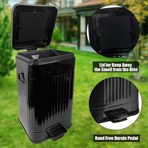 Dog Poop Waste Bag Container Dog Poop Trash Can Outdoors Pet Waste Station with Lid Dog Waste Disposal Container Bin Bucket Hands-Free Pedal Garden Yard Home with 100pc Waste Bags, Black in Saudi Arabia