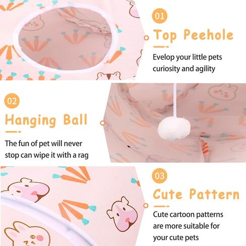 Rabbit Tunnels & Tubes - Small Animals Collapsible Hideouts Bunny Hideway Tube with Ball Toy 3 Way Guinea Pig Tunnel House Interactive Playground for Chinchilla Ferret Indoor Outdoor Play in Saudi Arabia
