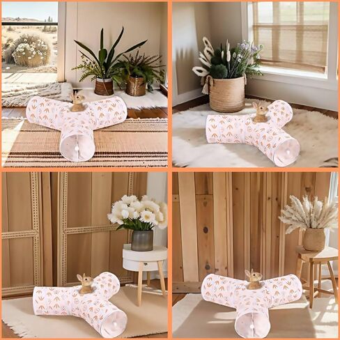 Rabbit Tunnels & Tubes - Small Animals Collapsible Hideouts Bunny Hideway Tube with Ball Toy 3 Way Guinea Pig Tunnel House Interactive Playground for Chinchilla Ferret Indoor Outdoor Play in Saudi Arabia