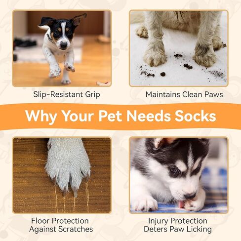 3 Pairs Anti-Slip Dog Socks with Adjustable Straps, Paw Protector Socks with Strong Sole Grips, Traction Aid to Keep Dogs from Slipping on Indoor Hardwood Floors（X-Large Black） in Saudi Arabia
