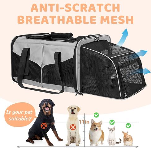 Cat Carrier for 2 Cats, Cat Travel Carrier with Litter Box, Portable 2-in-1 Double Cat Carrier, Pet Travel Carrier with Litter Box for Long Distance Travel, Black in Saudi Arabia
