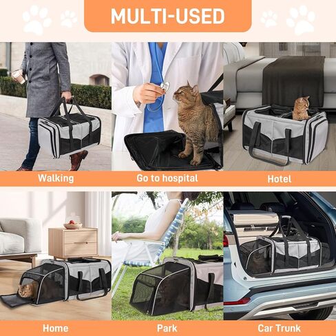 Cat Carrier for 2 Cats, Cat Travel Carrier with Litter Box, Portable 2-in-1 Double Cat Carrier, Pet Travel Carrier with Litter Box for Long Distance Travel, Black in Saudi Arabia