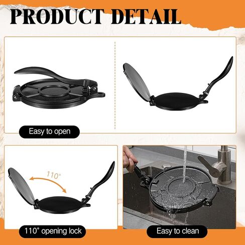 مجموعة مكونة من 6 قطع من جهاز ضغط التورتيلا مقاس 8 بوصات من الحديد الزهر ومكشطة العجين ومكشطة العجين والدحرجة وحقيبة تسخين 300 قطعة من ورق البرشمان من مقلاة التورتيلا المصنوعة من الحديد الزهر لصنع روتي تاكو in Kuwait