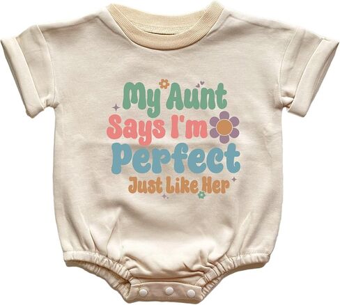 Sometimes I Puke When I Drink Too Much Just Like My Aunt Baby Bodysuit My Aunt Says I'm Perfect Baby Romper (0-6 Months, Black Letter-Short Sleeve Romper) in Saudi Arabia