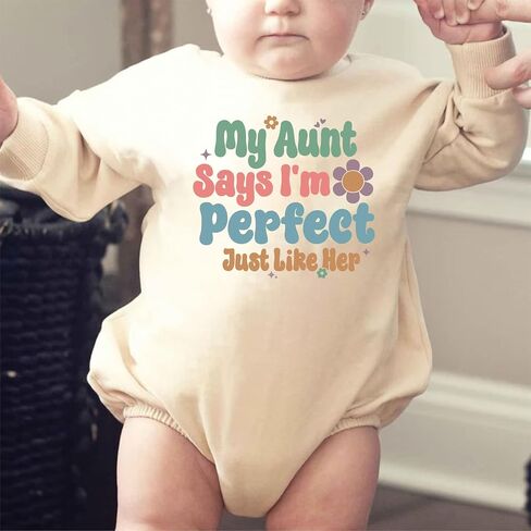 Sometimes I Puke When I Drink Too Much Just Like My Aunt Baby Bodysuit My Aunt Says I'm Perfect Baby Romper (0-6 Months, Black Letter-Short Sleeve Romper) in Saudi Arabia