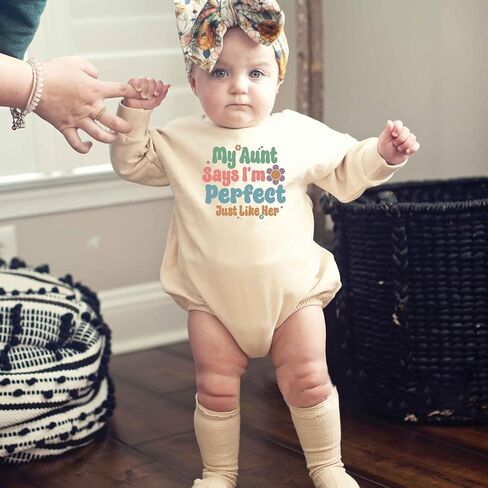 Sometimes I Puke When I Drink Too Much Just Like My Aunt Baby Bodysuit My Aunt Says I'm Perfect Baby Romper (0-6 Months, Black Letter-Short Sleeve Romper) in Saudi Arabia