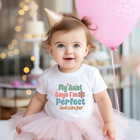 Sometimes I Puke When I Drink Too Much Just Like My Aunt Baby Bodysuit My Aunt Says I'm Perfect Baby Romper (0-6 Months, Black Letter-Short Sleeve Romper) in Saudi Arabia