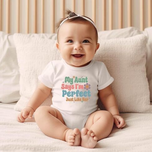 Sometimes I Puke When I Drink Too Much Just Like My Aunt Baby Bodysuit My Aunt Says I'm Perfect Baby Romper (0-6 Months, Black Letter-Short Sleeve Romper) in Saudi Arabia