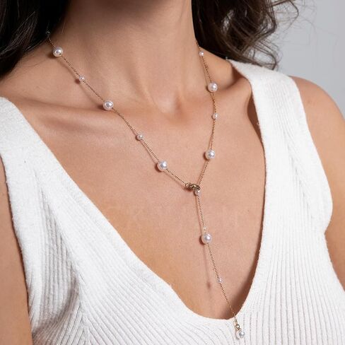 Dainty Gold Pearl Necklace for Women, 14k gold plated Cute Layered Gold Chain Necklaces Chocker, Waterproof Non Tarnish Gold Jewelry for Women Girls Gifts in Kuwait