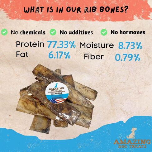 Amazing Dog Treats - Meaty Smoked Rib Bones (10 Count Pack) - Rib Bones for Dogs - Natural Smoked Grass Fed Cattle Rib Bone Dog Chew - Tasty Dog Bone Treat in Saudi Arabia