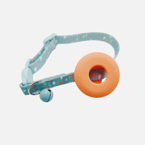 Pet Collar Adjusted Neck Ring Bell Necklace Suitable for Apple Airtag Positioning Tracker Protective Case (Yellow Collar + Yellow Cover) in Saudi Arabia