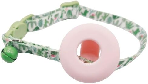 Pet Collar Adjusted Neck Ring Bell Necklace Suitable for Apple Airtag Positioning Tracker Protective Case (Yellow Collar + Yellow Cover) in Saudi Arabia