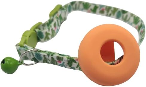 Pet Collar Adjusted Neck Ring Bell Necklace Suitable for Apple Airtag Positioning Tracker Protective Case (Yellow Collar + Yellow Cover) in Saudi Arabia