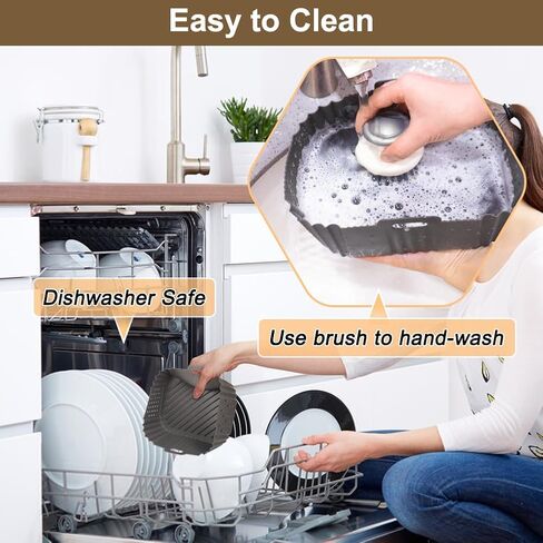 BYKITCHEN Silicone Air Fryer Liners for Ninja SL401 Double Stack 2 Basket Air Fryer, Reusable Rectangle Perforated Silicone Liners for Dual Air Fryer, Ninja DoubleStack XL Air Fryer Accessories in Kuwait