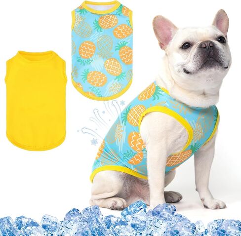 KOOLTAIL Dog Cooling Shirt-2 Pack Dog Cooling Vest Lightweight Sleeveless for Anxiety Relief Sun Protection Quick Dry Dog Summer Clothes Soft Hawaiian T Shirts Outfit for Small Medium Dogs (Pink M) in Saudi Arabia