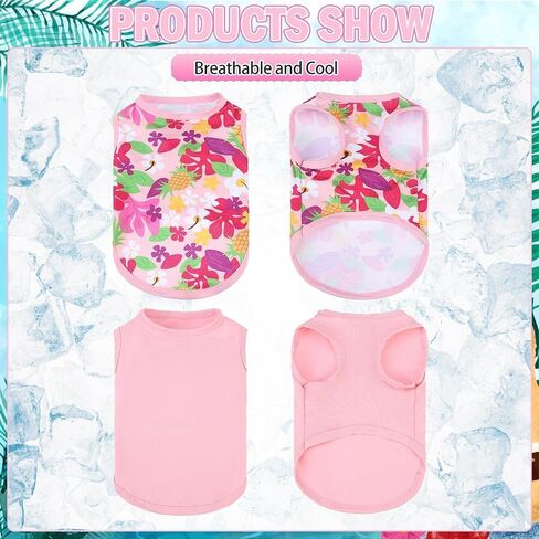 KOOLTAIL Dog Cooling Shirt-2 Pack Dog Cooling Vest Lightweight Sleeveless for Anxiety Relief Sun Protection Quick Dry Dog Summer Clothes Soft Hawaiian T Shirts Outfit for Small Medium Dogs (Pink M) in Saudi Arabia