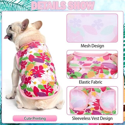 KOOLTAIL Dog Cooling Shirt-2 Pack Dog Cooling Vest Lightweight Sleeveless for Anxiety Relief Sun Protection Quick Dry Dog Summer Clothes Soft Hawaiian T Shirts Outfit for Small Medium Dogs (Pink M) in Saudi Arabia