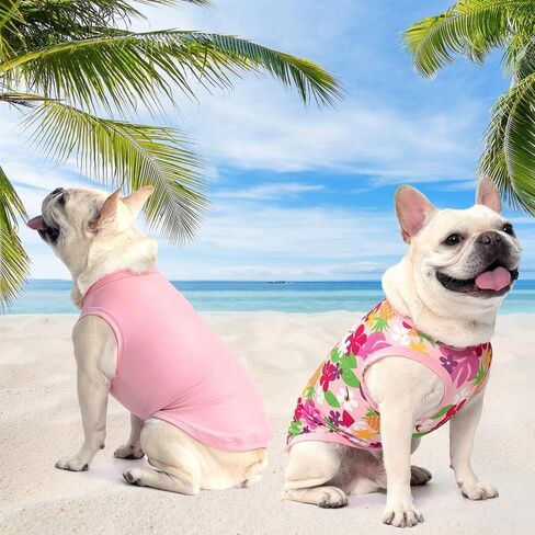 KOOLTAIL Dog Cooling Shirt-2 Pack Dog Cooling Vest Lightweight Sleeveless for Anxiety Relief Sun Protection Quick Dry Dog Summer Clothes Soft Hawaiian T Shirts Outfit for Small Medium Dogs (Pink M) in Saudi Arabia