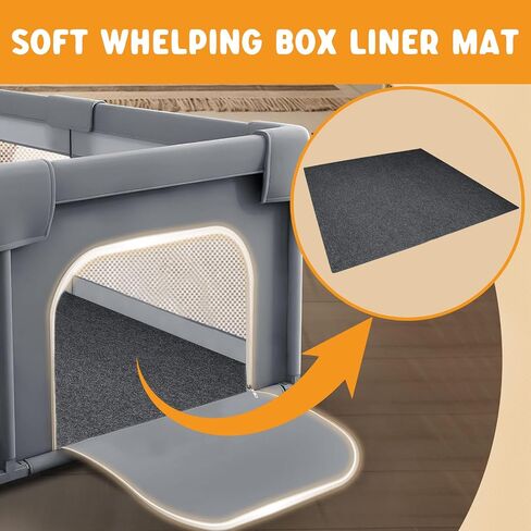 Whelping Box for Dogs, 50''x50''x26.5'', Sturdy Dog Playpen with Tear-Resistant Transparent Mesh Fabric, Include Sterile Mucus Extractor Catheter in Saudi Arabia