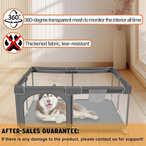 Whelping Box for Dogs, 50''x50''x26.5'', Sturdy Dog Playpen with Tear-Resistant Transparent Mesh Fabric, Include Sterile Mucus Extractor Catheter in Saudi Arabia