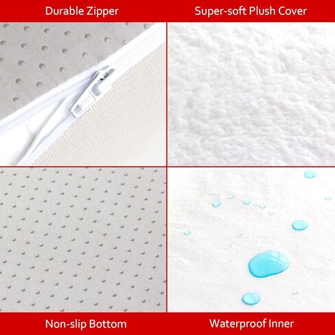 غطاء سرير للكلاب الصغيرة مزود بسحاب، مقاس 60.96 سم طولًا × 45.72 سم عرضًا × 7.62 سم ​​ارتفاعًا، أغطية سرير قطيفة مقاومة للماء للكلاب، قابلة للغسل، غطاء سرير للحيوانات الأليفة مزود بقاعدة مضادة للانزلاق، أبيض in Kuwait