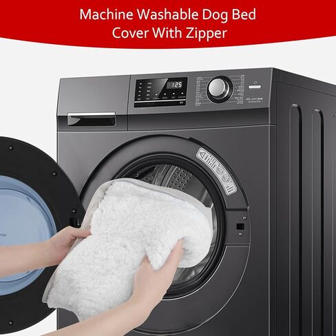 غطاء سرير للكلاب الصغيرة مزود بسحاب، مقاس 60.96 سم طولًا × 45.72 سم عرضًا × 7.62 سم ​​ارتفاعًا، أغطية سرير قطيفة مقاومة للماء للكلاب، قابلة للغسل، غطاء سرير للحيوانات الأليفة مزود بقاعدة مضادة للانزلاق، أبيض in Kuwait