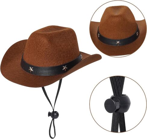 Dog Cowboy Hat with Star Decoration Dog Cowboy Costume for Small Pet Dogs Cat Cowboy Hat with Bandana Scarf Set Party Accessories (Brown, Small) in Saudi Arabia